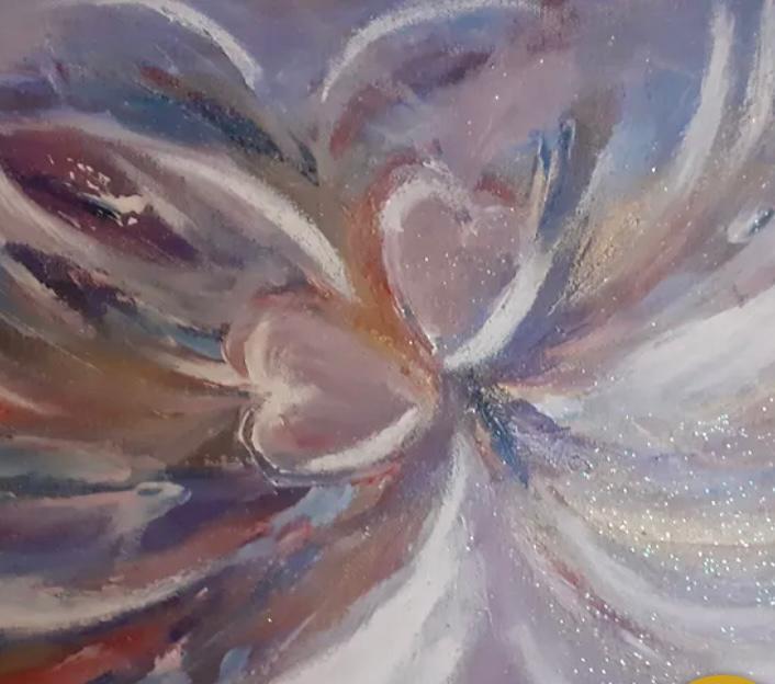 Œuvre abstraite romantique aux formes de cœur