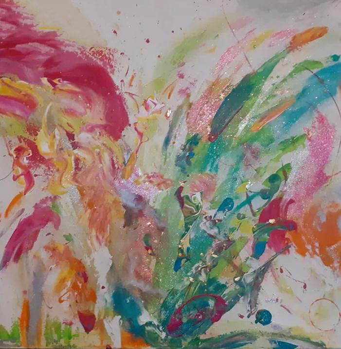 Œuvre abstraite colorée d'Alexendra